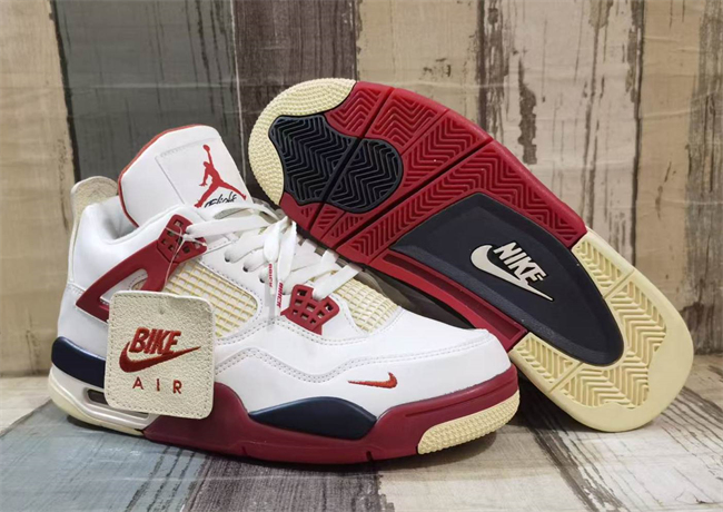 Men's Hot Sale Running weapon Air Jordan 4 White/Red Shoes 0299